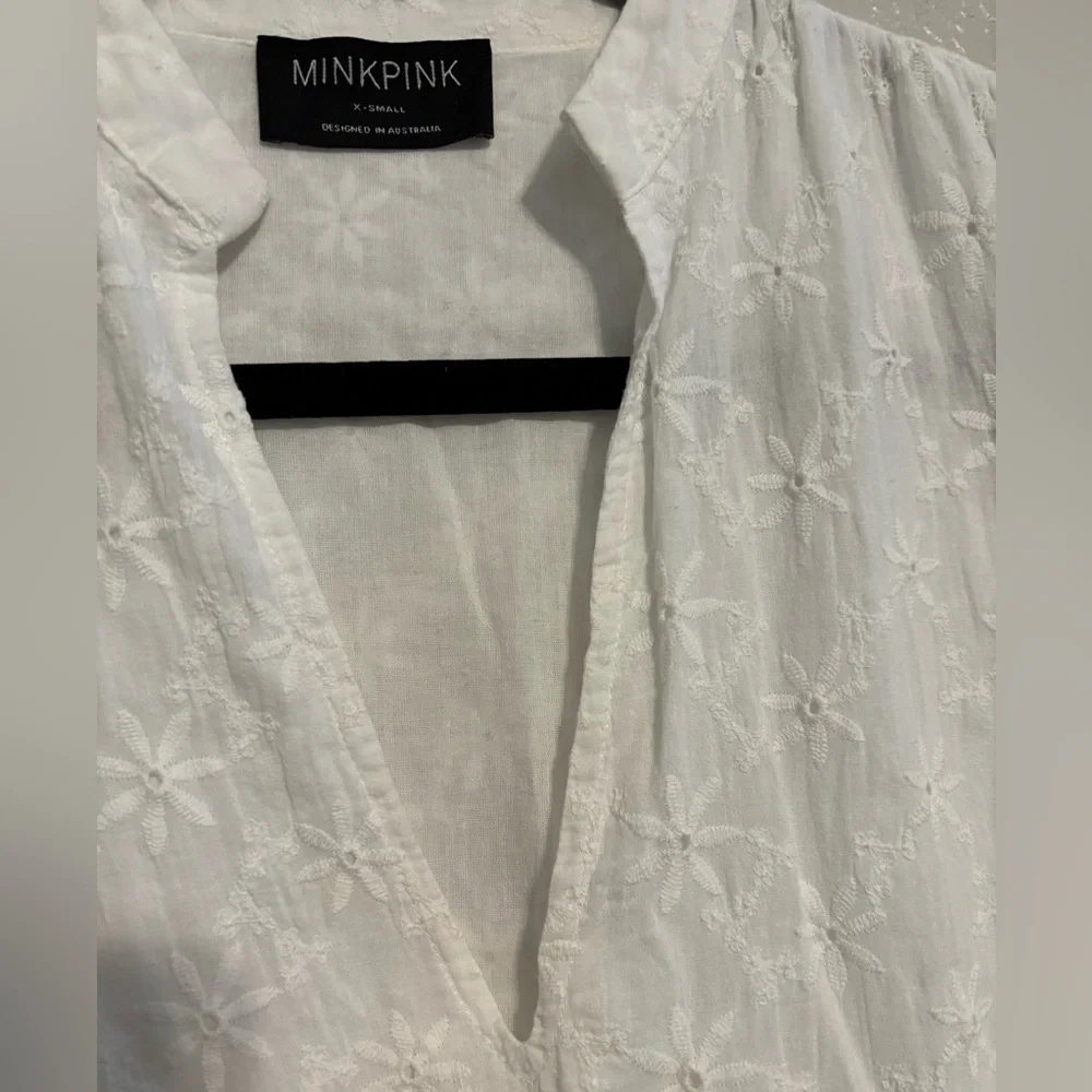 MINKPINK-Revolve White Sadie Broidery Mini Dress size XS